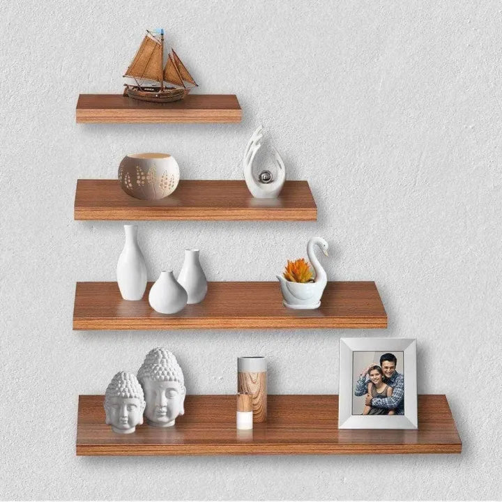 Set of 4 Wall-Mounted Folding Shelves – Tiered Decorative Floating Shelves for Home, Office & Wall Decor