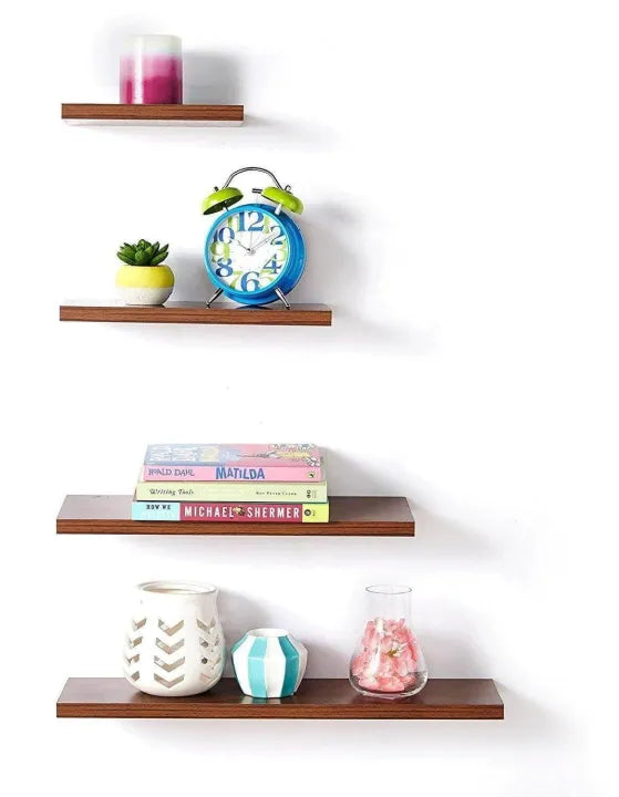 Set of 4 Wall-Mounted Folding Shelves – Tiered Decorative Floating Shelves for Home, Office & Wall Decor