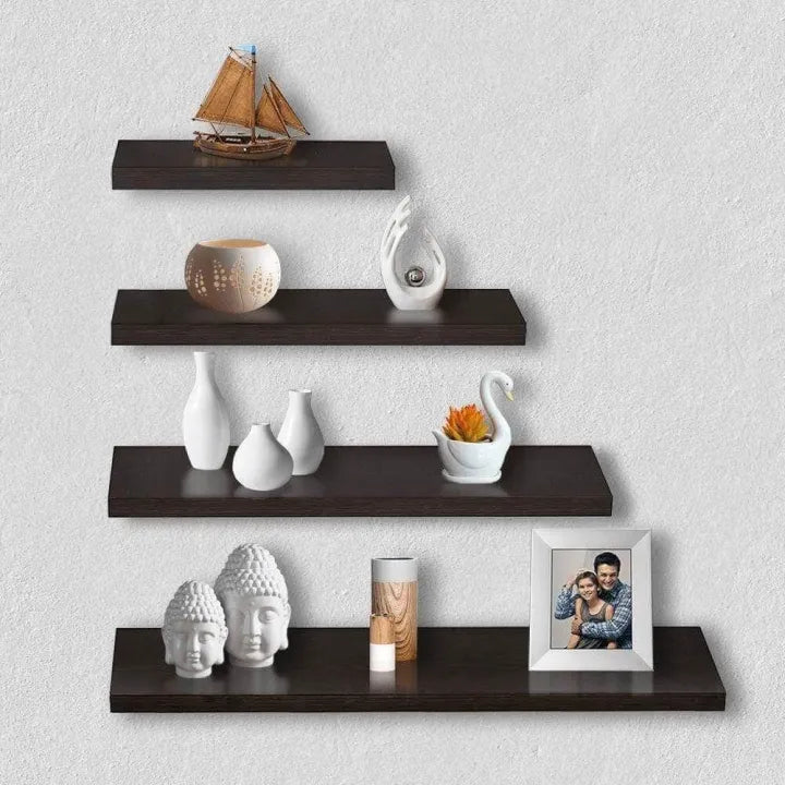 Set of 4 Wall-Mounted Folding Shelves – Tiered Decorative Floating Shelves for Home, Office & Wall Decor