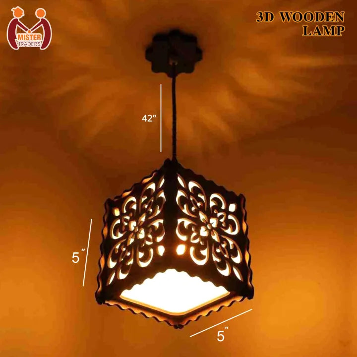 3D wooden pendant lamp dimensions 42 inch cord 5x5 inch shade
